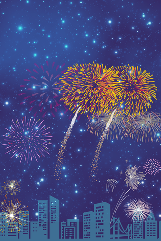 国庆节城市夜晚烟花海报背景高清
