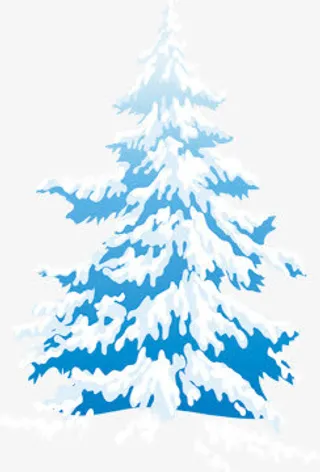 手绘冬季雪花蓝色植物免抠