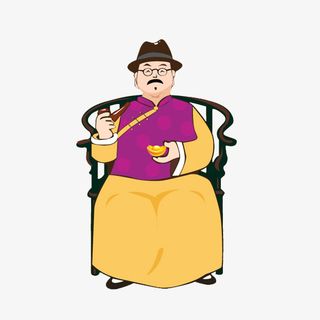 卡通人物古代坐太师椅的掌柜免抠