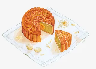 手绘蛋黄月饼免抠