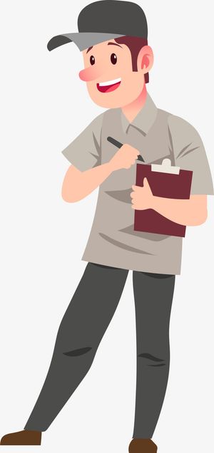 微笑卡通仓库管理员免抠