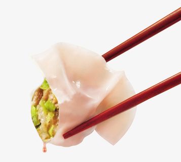 夹起饺子的一双筷子免抠标签元素