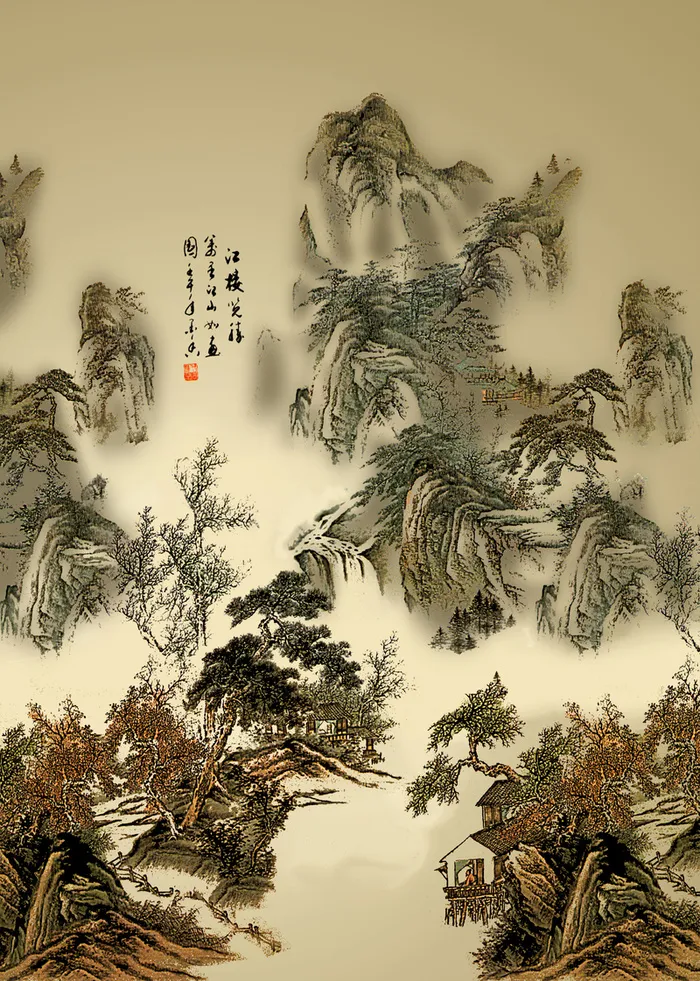 江山如画国画中国风高清