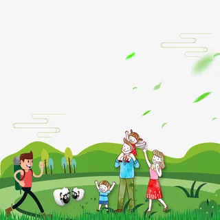 春季踏青人物装饰免抠