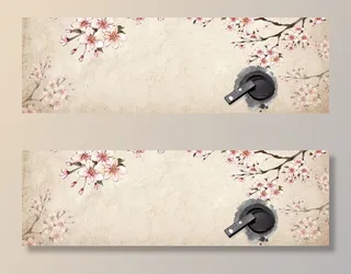 桃花节桃李天下墨水中国风棕banner高清