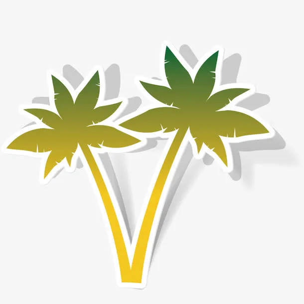 手绘卡通椰子树免抠