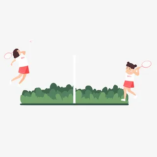 夏季夏天旅游出游游玩打羽毛球的人物免抠