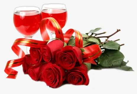 鲜花美酒PNG素材免抠