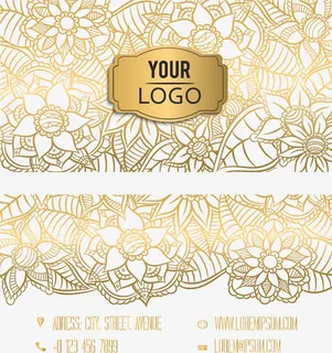 金色镂空花纹名片模板免抠 金色镂空花纹名片模板免抠