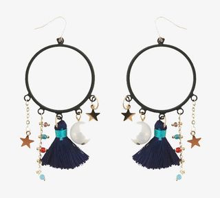 韩版大圈圈珍珠流苏耳环免抠