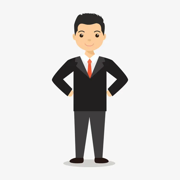 穿西装站立的卡通男人免抠