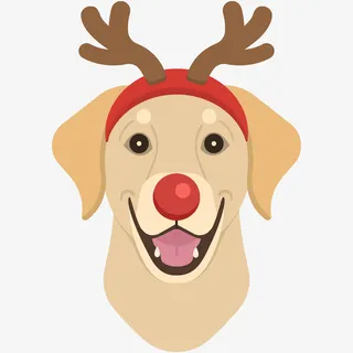 戴着圣诞驯鹿角装饰的小狗免抠