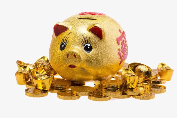 小猪储蓄罐和金元宝免抠