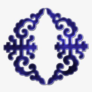 深蓝色对称祥云花纹免抠