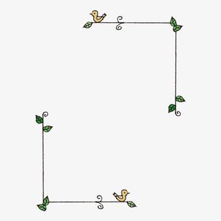小鸟叶子对角装饰免抠