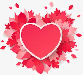 红色树叶爱心造型免抠