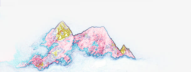 中秋节手绘粉黄色山峰免抠