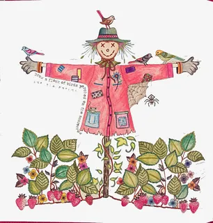 花丛中的稻草人免抠