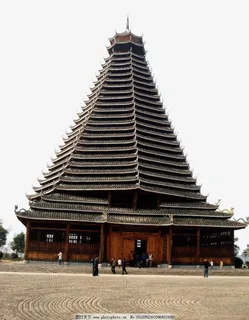 立体广西三江侗族鼓楼PNG免抠