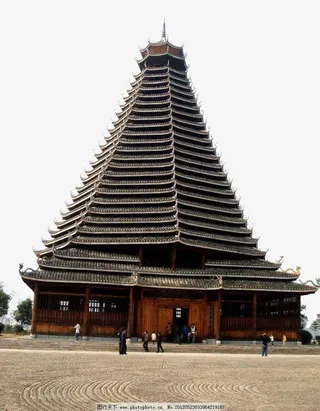 立体广西三江侗族鼓楼PNG免抠