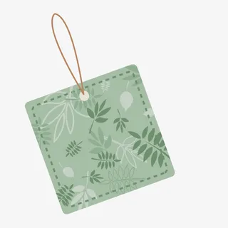 手绘卡通绿色吊牌边框免抠