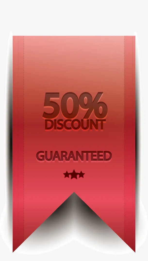 红色丝带促销标签免抠