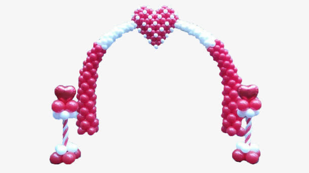红色心形气球门素材免抠