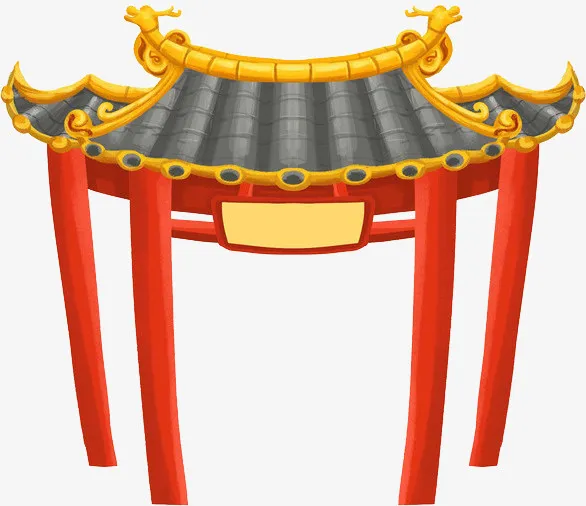 中国风国潮原创四柱门楼免抠
