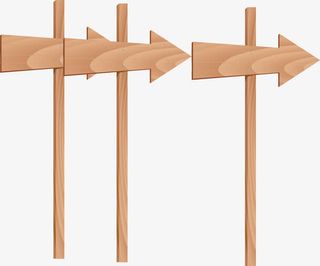 手绘木制箭头指示标免抠