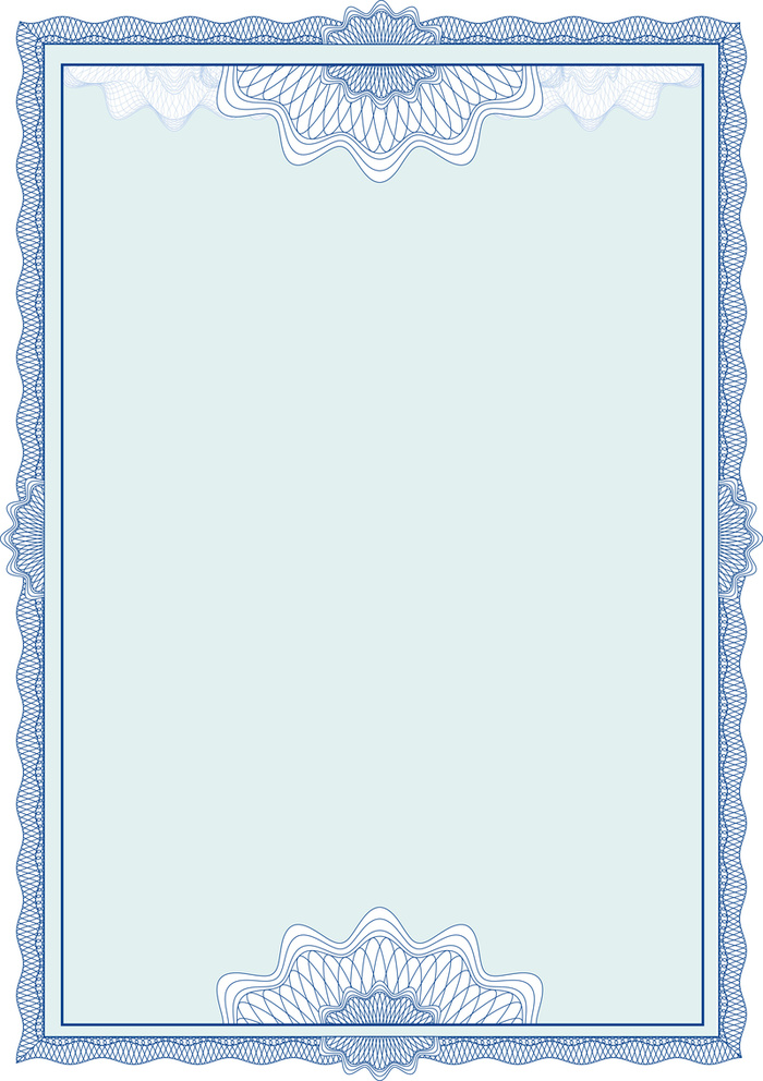 欧式简约蓝色证书花边背景素材高清