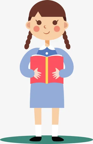 书本翻开学习女孩卡通免抠