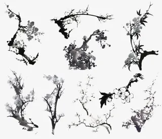 水墨梅花图免抠