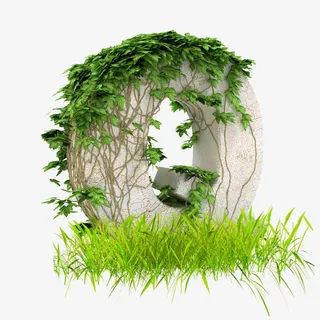 绿叶环绕绿色藤蔓免抠