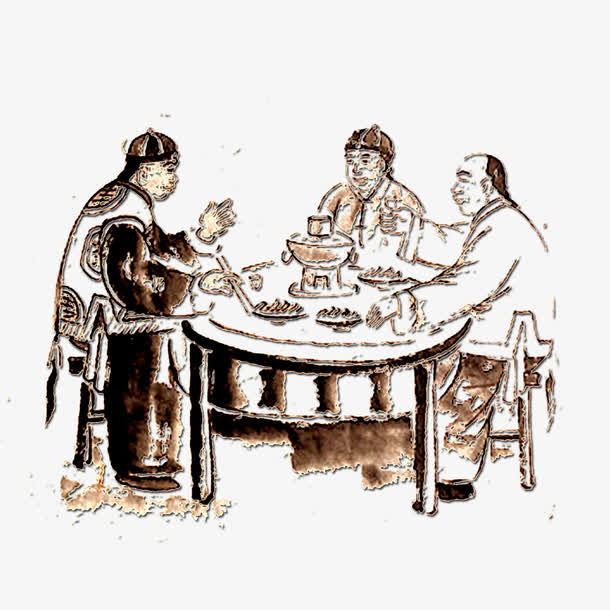 手绘吃火锅的人免抠