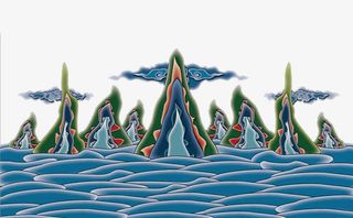 蓝色传统海水纹免抠