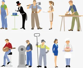 矢量手绘职业人物免抠