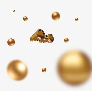 3D漂浮金色小球盒望眼镜免抠