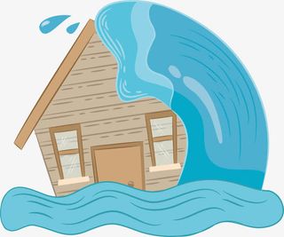 被洪水吞没的小房子免抠