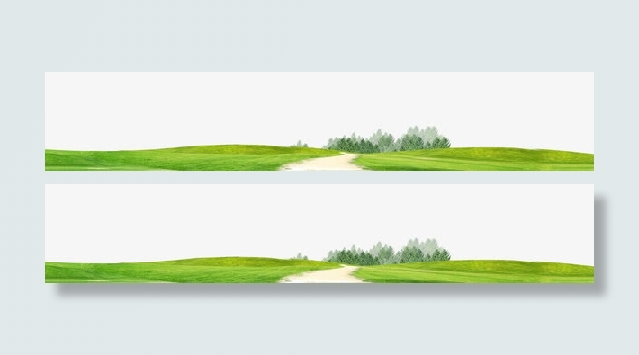 绿色草地小路装饰边框免抠