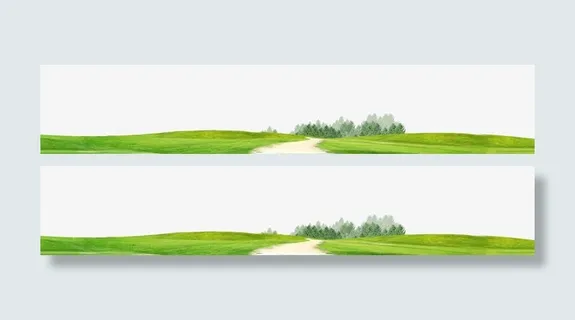 绿色草地小路装饰边框免抠