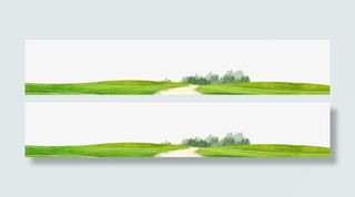 绿色草地小路装饰边框免抠