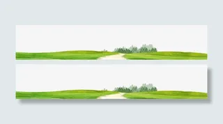 绿色草地小路装饰边框免抠