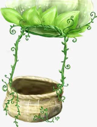 绿色春天花朵花篮装饰免抠