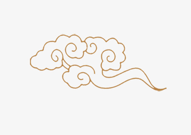 祥云线条装饰棕色免抠