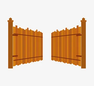 木质双开大门卡通图免抠