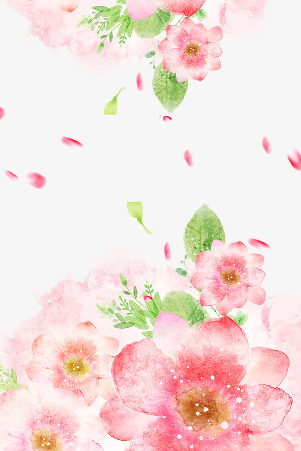 粉粉的花瓣海报背景装饰免抠