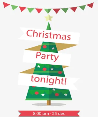 三角形圣诞树邀请函免抠