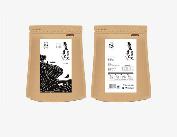 牛皮纸袋装的袋装大米免抠