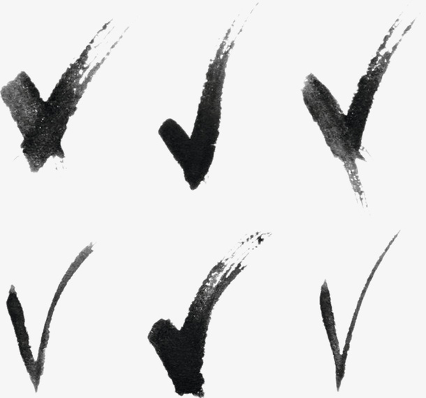 手绘黑色笔墨对勾免抠