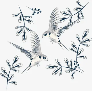 手绘小燕子邀请函免抠